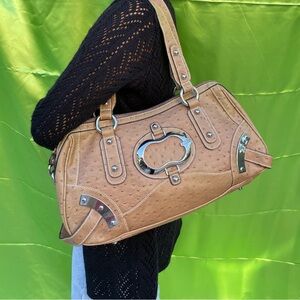 Guess Tan Shoulder Bag with Silver Accents